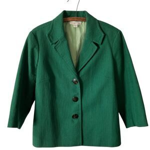 Coldwater Creek Kelly Green Cotton Blazer Size 12 Spring St Patrick’s Day